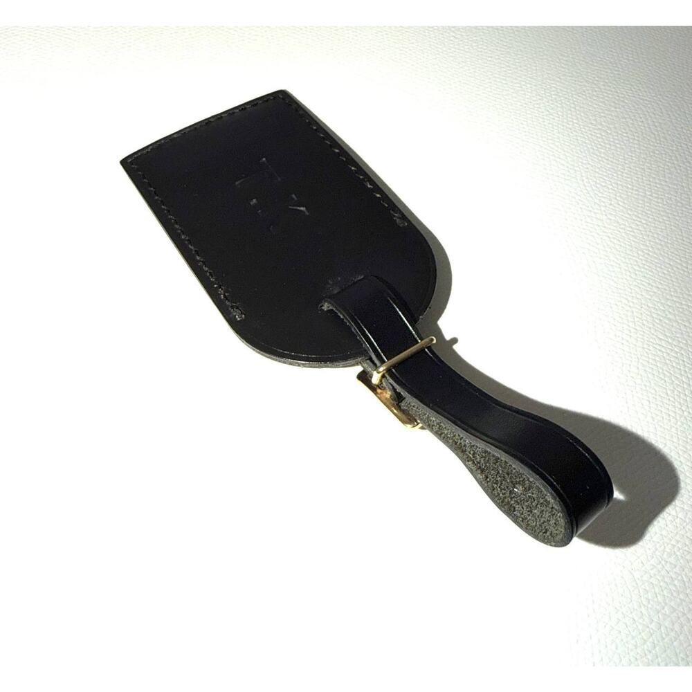 Louis Vuitton Name Tag w/ TK Black T K Leather Large Gold-tone France - Picture 8 of 11